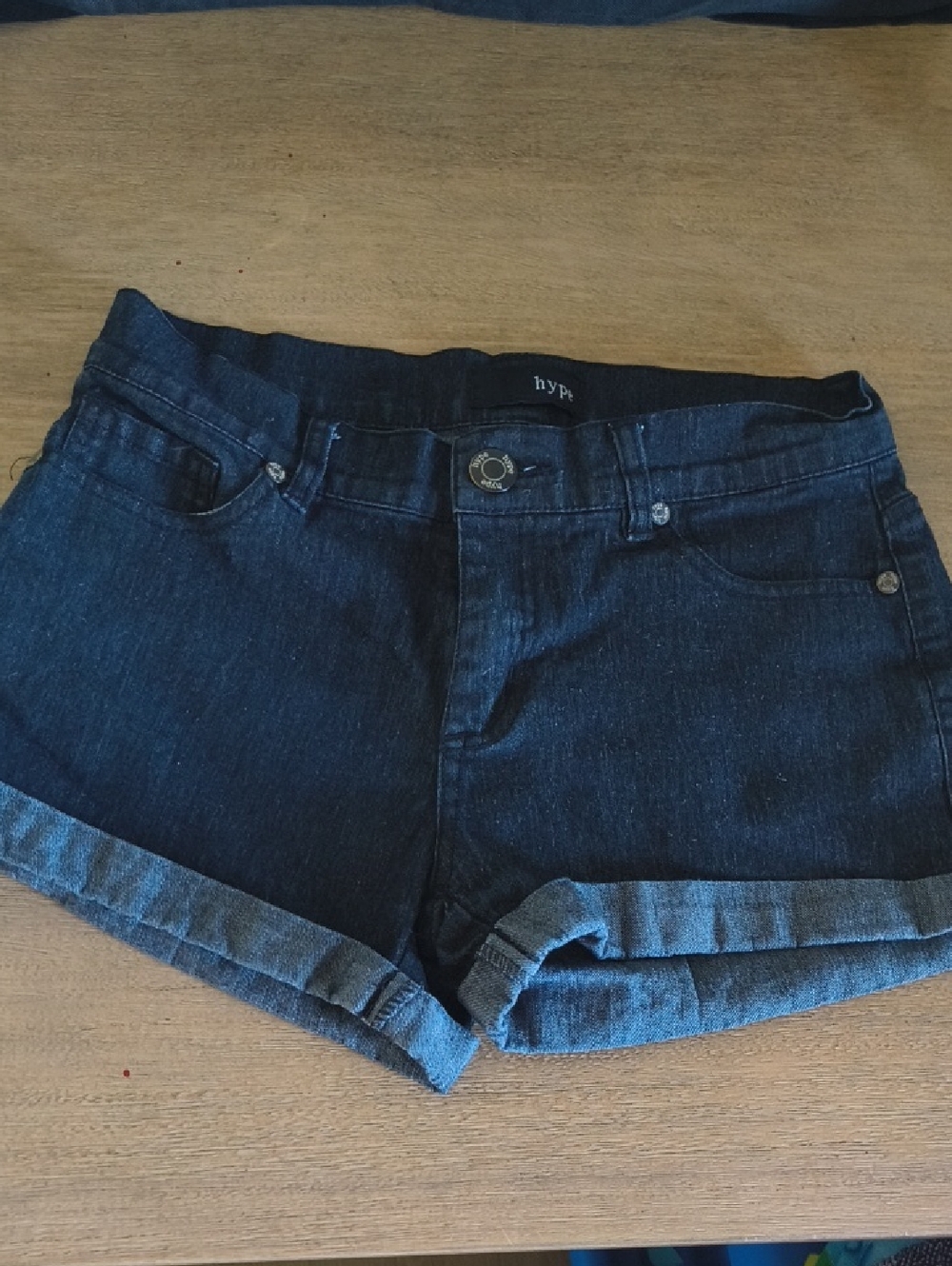 Hype Dark Blue Denim Roll-Hem Shorts